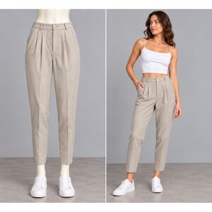 Fundamental Things Pleated Tapered Trousers 12 Beige High Waist Career Vintage